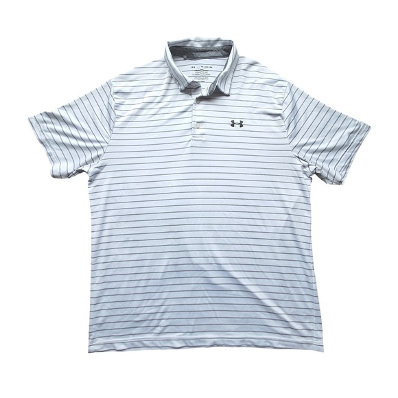 Under Armour Other - Under Armour The Playoff Polo Shirt Men's XL Gray Stripe HeatGear Golf Casual